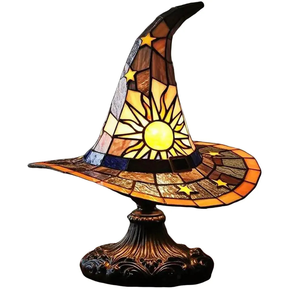 Witch Hat Lamp LED Night Light USB Powered Resin Witch Hat Light Ornament Bedside Lamp for Living Room Home Bedroom Decoration