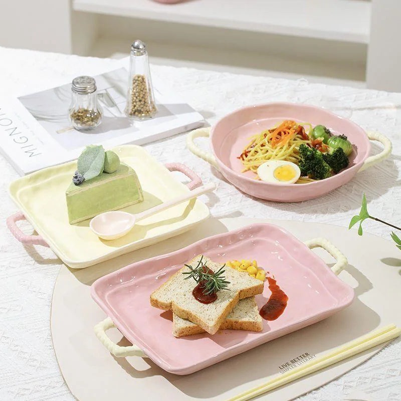 Ceramic Salad Plates 12 Inch Rectangular Dessert Porcelain