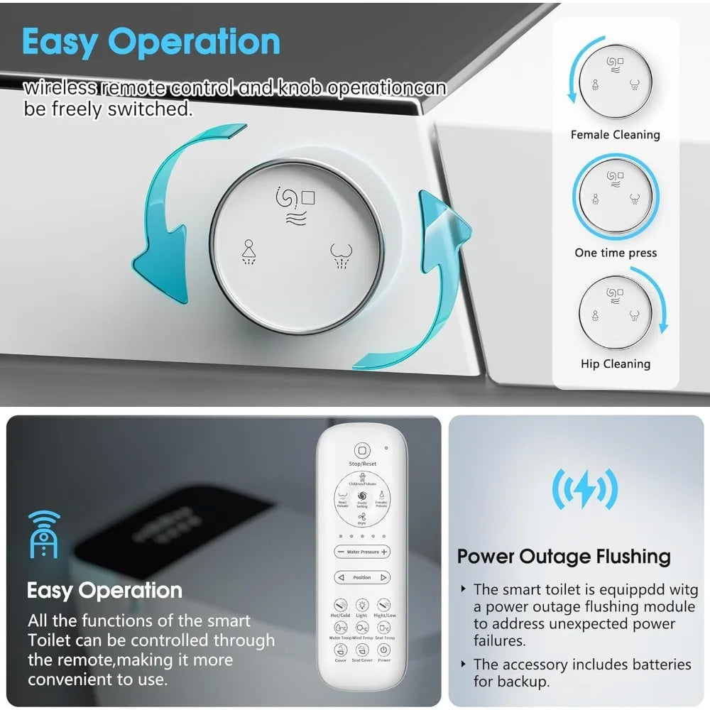 Smart Tankless Toilet With Heated Bidet And Auto Flush