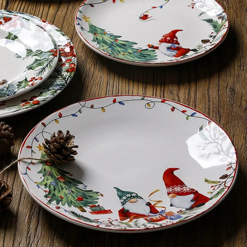 Creative Christmas Ceramic Dinner Plate Santa Claus