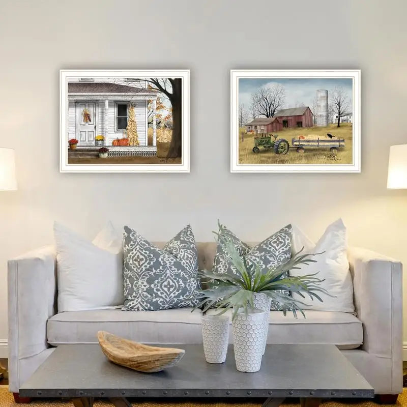Autumn Greetings 2-Piece Framed Wall Art Set for Living Room and Bedroom Home Decor