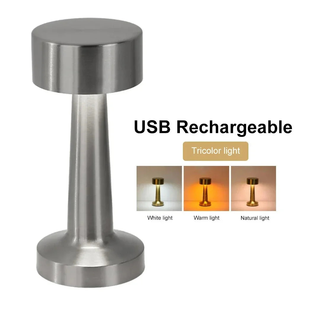 Rechargeable Retro Table Lamp Metal Touch Decor for Bar Coffee Table Restaurant Decoration Light Desk LED Night Lights