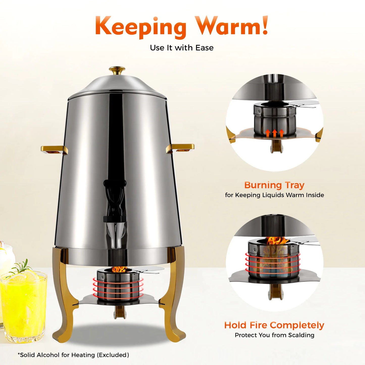 Stainless Steel Hot Beverage Dispenser: Stylish, Durable, Ideal for Keeping Drinks Warm at Hotels, Restaurants, and Events