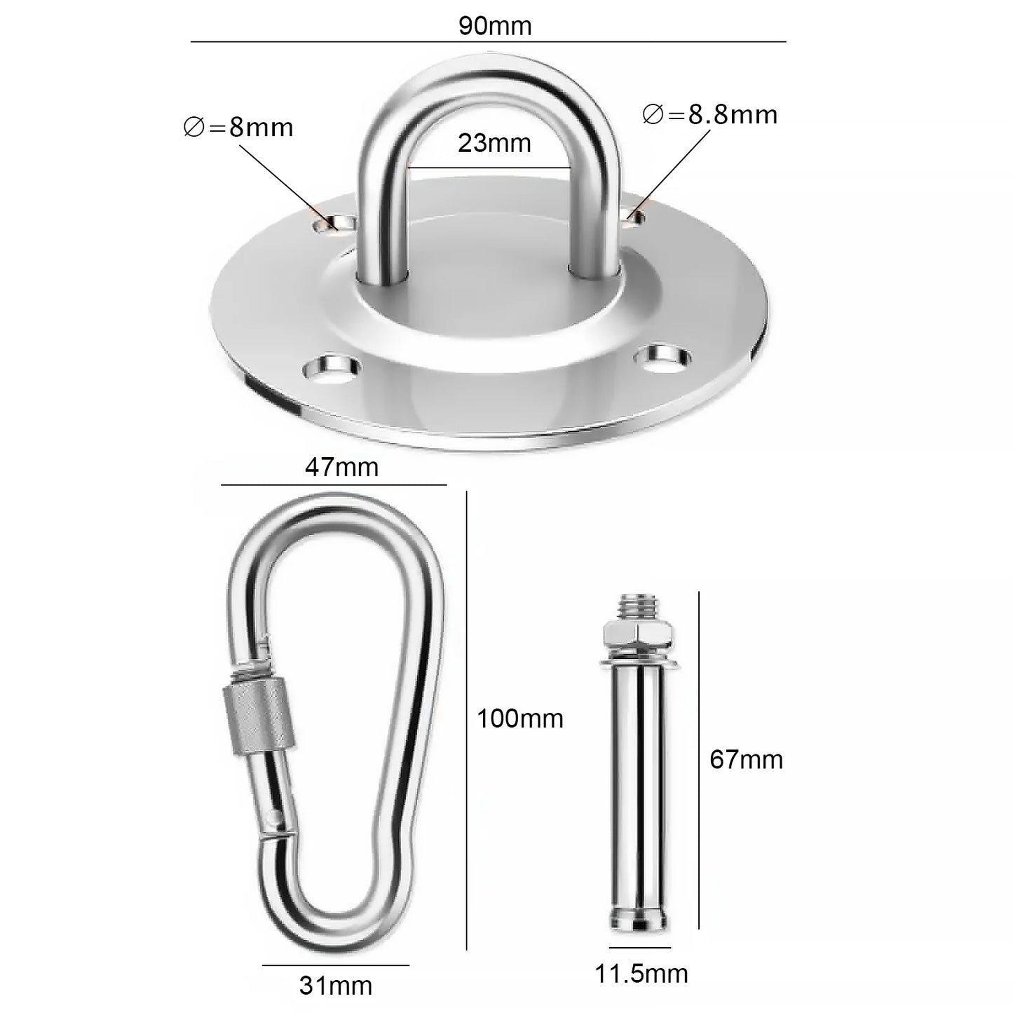 Hammock Hanging Kit 360 Degree Rotate Swing Hooks Porch Swing Hanger
