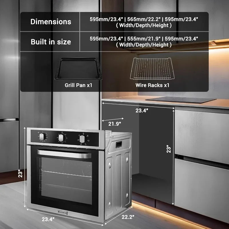 AAOBOSI 24 Inch Wall Oven Built In Convection Electric Oven