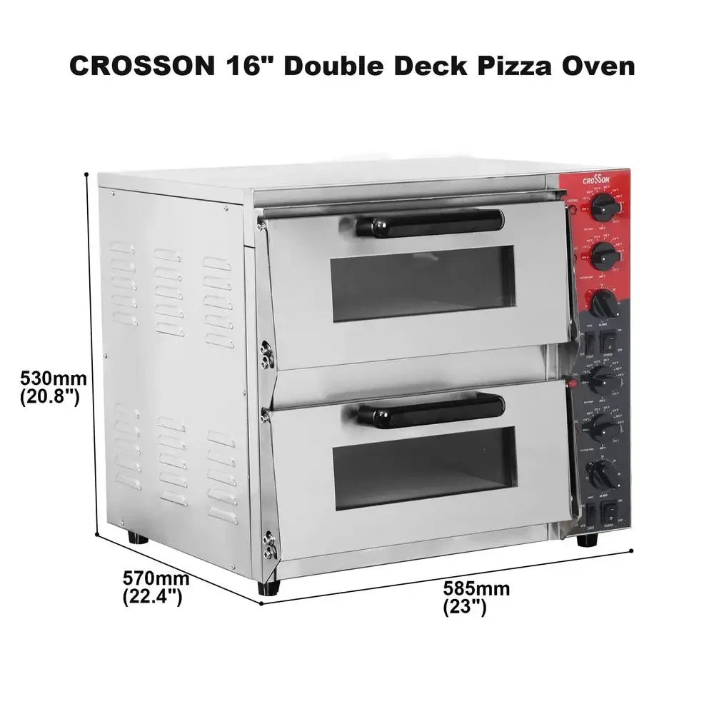 Commercial Double Deck Electric Pizza Oven ETL Certified Countertop Pizza Maker with Integrated Light Independent Temperature