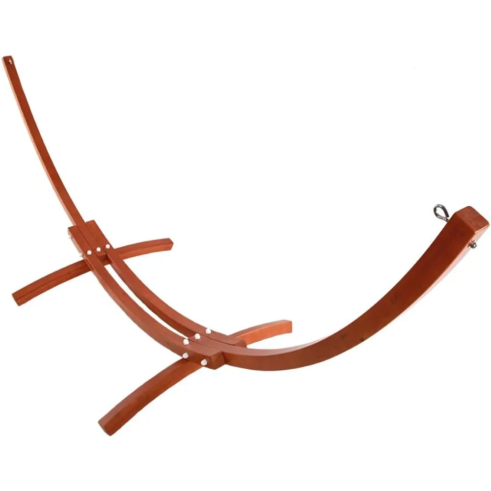 Double Hammock with Wood Arc Stand Outdoor Furniture for Adults and Babies