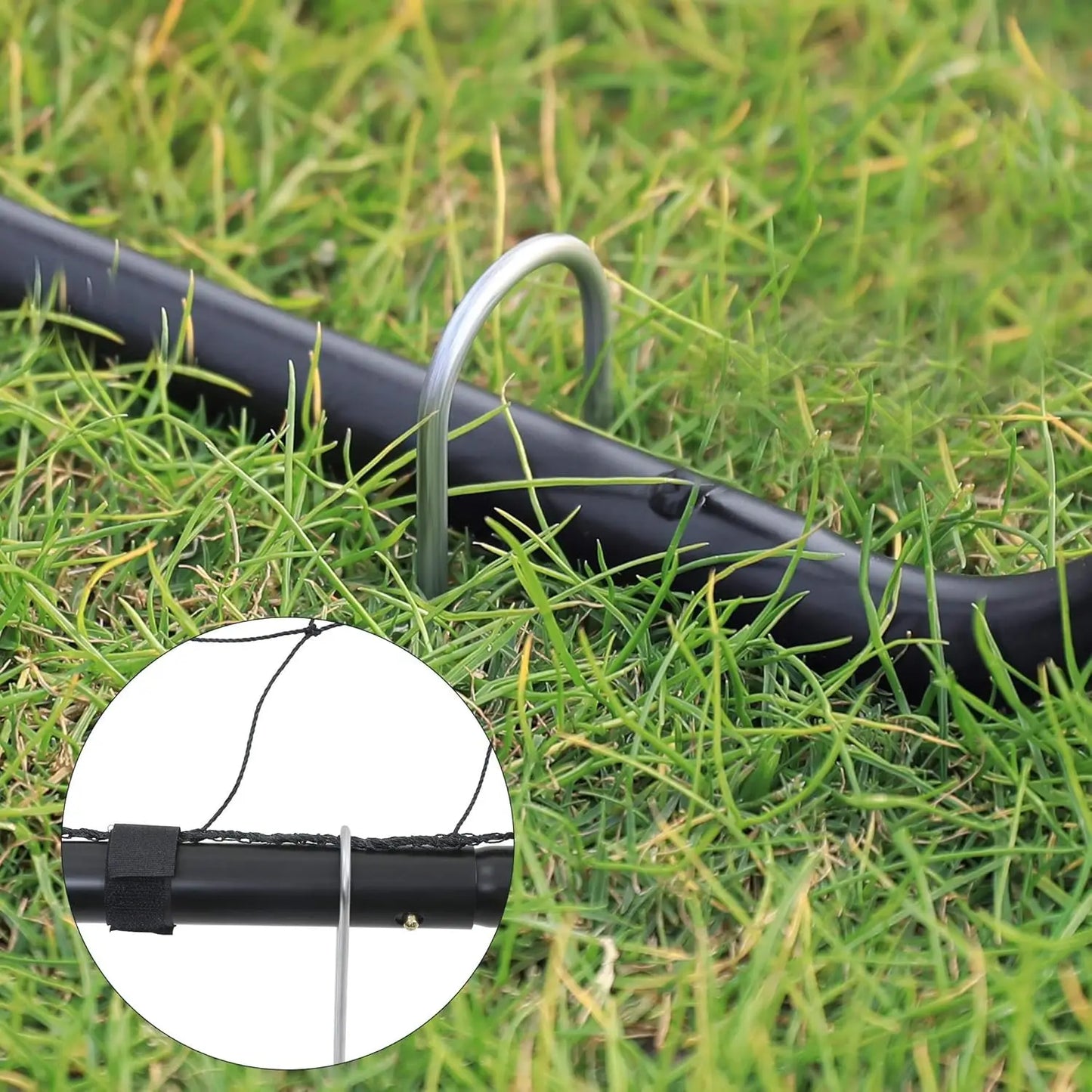 Children's Soccer Goal 12 x 6 Foot, in Garden, Courtyard, Park, Beach, Metal Pipes and PE Net, Quick Assembly,Black USZQ366B01V1