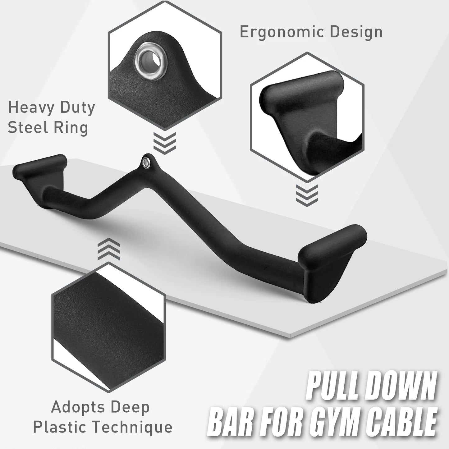 Lat Pull Down Bar T bar Row Attachment,V Bar Tricep Lat Pulldown Attachments, Back Strength Training Bar for Home Gym Exercise C
