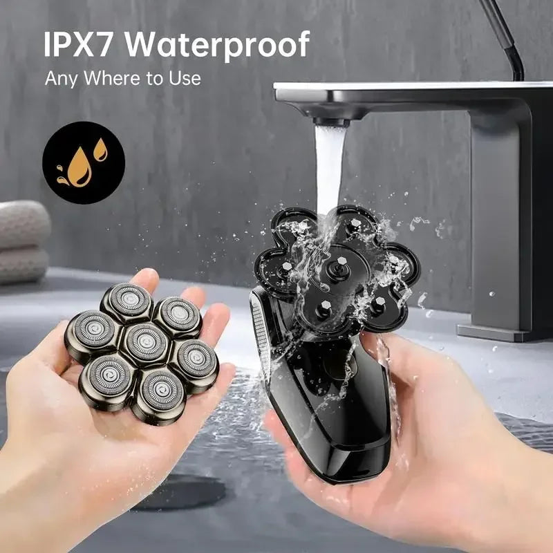Bazivve 5-IN-1 Electric Shaver Kit with 7D Magnetic Head, LED Light, Type-C Quick Charge, and IPX7 Waterproof