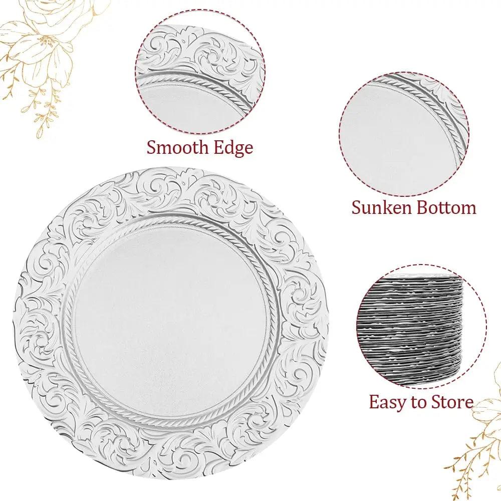 Floral Charger Plates 100 Pcs 13 Inch Dinner Table Decor