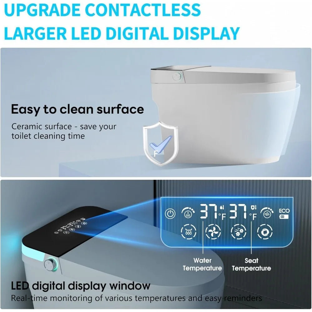 Smart Tankless Toilet With Heated Bidet And Auto Flush