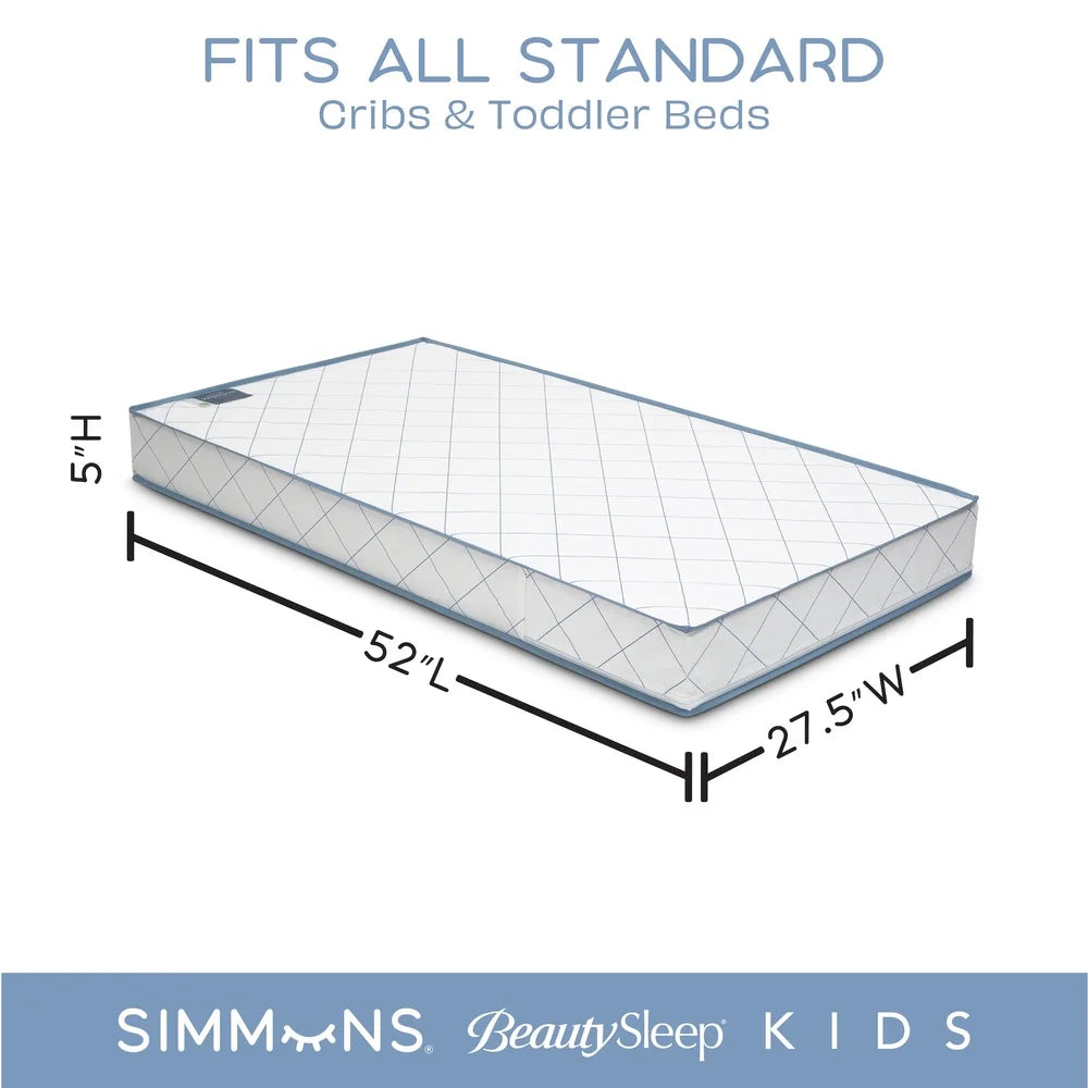 Waterproof Extra Firm Crib Toddler Mattress GREENGUARD Gold Certified High Density Fiber Core Eco Friendly Design Stain