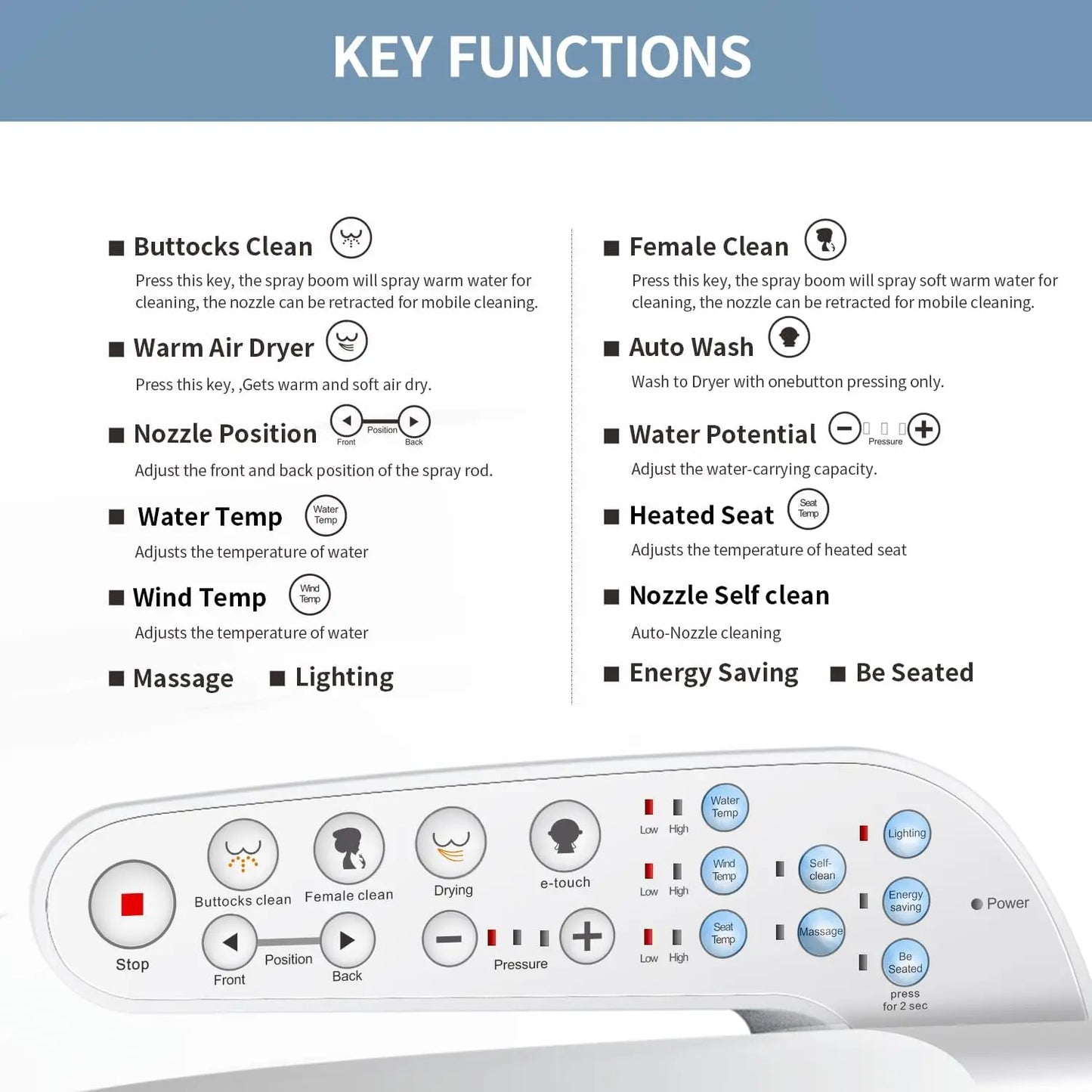 P30L Electric Bidet Toilet Seat With Warm Water Cleaning