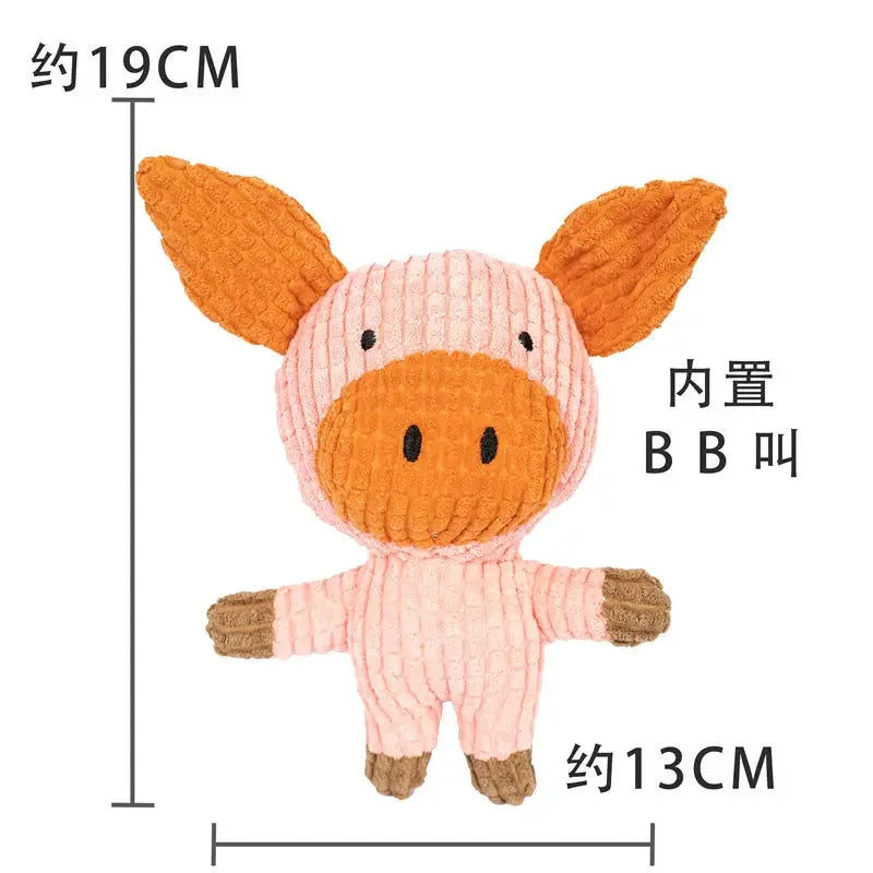 Cute Plush Toys Squeak Pet Cow Rabbit Animal Plush Toy Dog Chew Squeaky Whistling Involved Squirrel Dog Toys