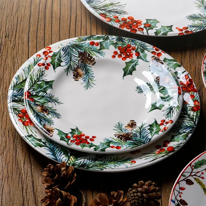 Creative Christmas Ceramic Dinner Plate Santa Claus