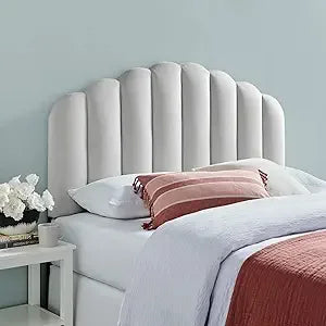 Veronique Channel Tufted Performance Velvet Upholstered Full/Queen Headboard in Pink