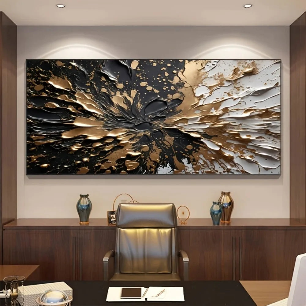 Modern Abstract Ink Splash Wall Mural With Wood Frame