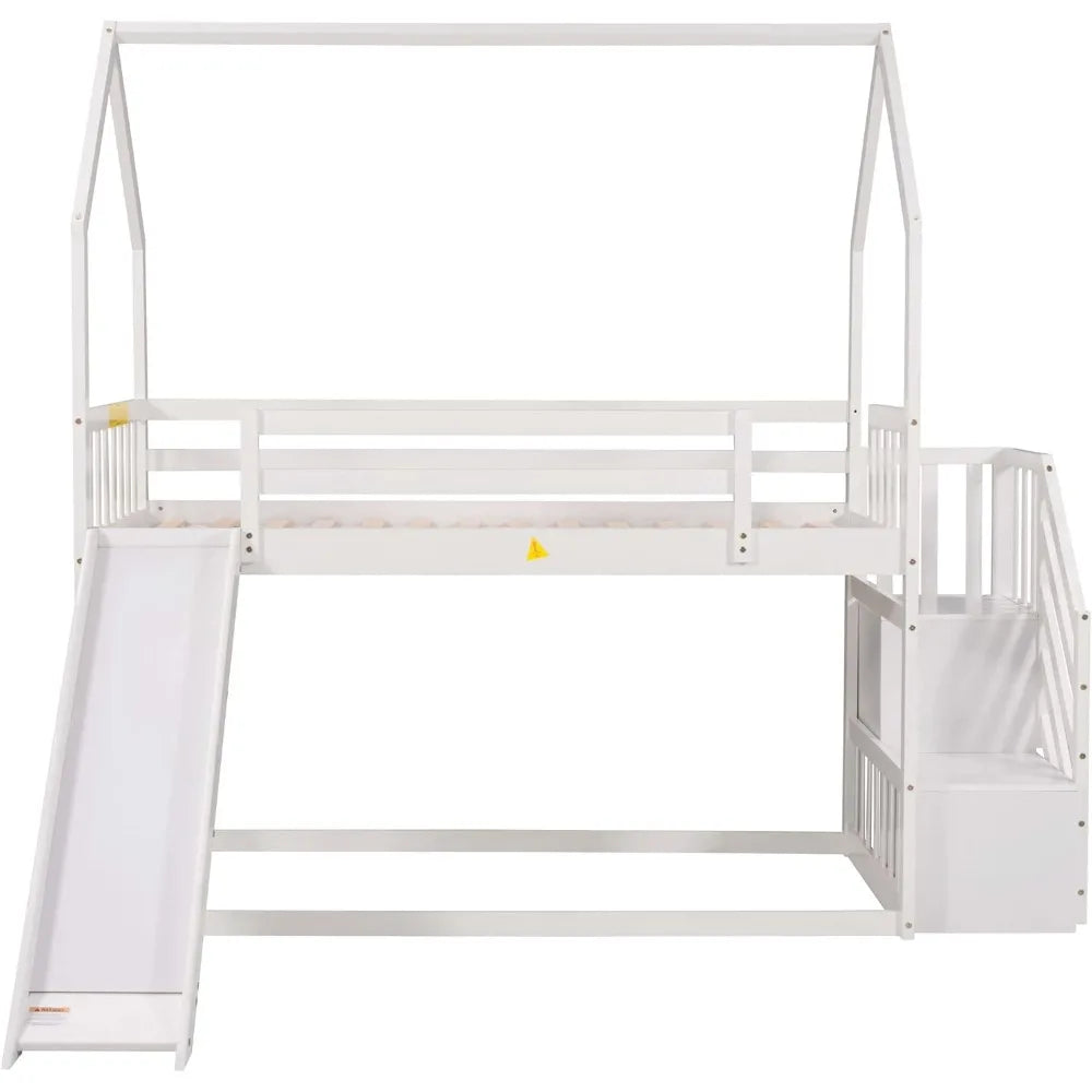 Harper And Bright Designs Twin Over Twin Bunk Bed With Slide
