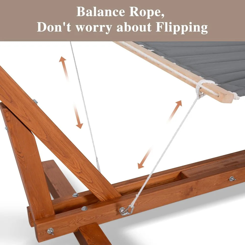 SUNCREAT Adjustable 12-14 ft Wooden Hammock Stand, Outdoor Larch Wood Hammock Stand Only, 475 lbs Capacity