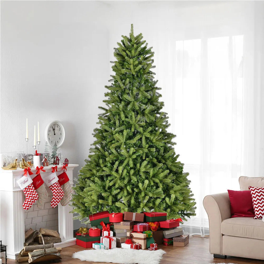 9Ft Artificial Tree, 2576 Mixed Tips, Unlit Hinged Spruce, Easy Assembly, Foldable Stand, Green.
