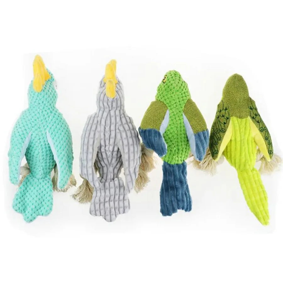 Pet Squeaky Toy Dog Toys Bite Resistant Plush Parrot Shaped Dog Rope Toys Chew Toy with Sound