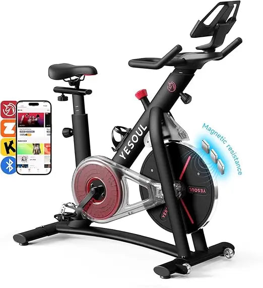 Yesoul Black Exercise Bike for Home,Smart White Cycling Bike Magnetic Stationary Bike, Low Noise Indoor Cycling Bike for Home Gy