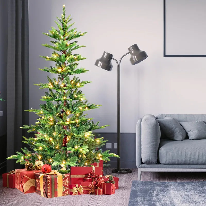 6 FT Pre-Lit Aspen Fir Artificial Christmas Tree Christmas Tree Decorations ,Green