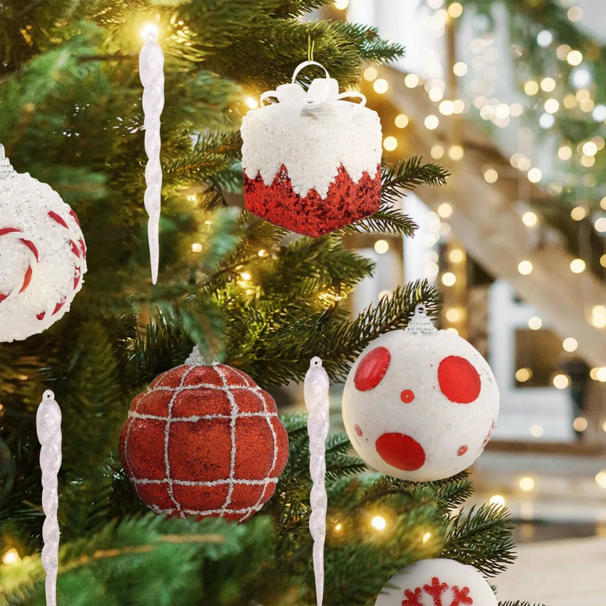 Christmas Ball Ornaments, Xmas Hanging Balls Set for Xmas Tree DIY Craft Gifts for Home Holiday Wedding Party Decorations