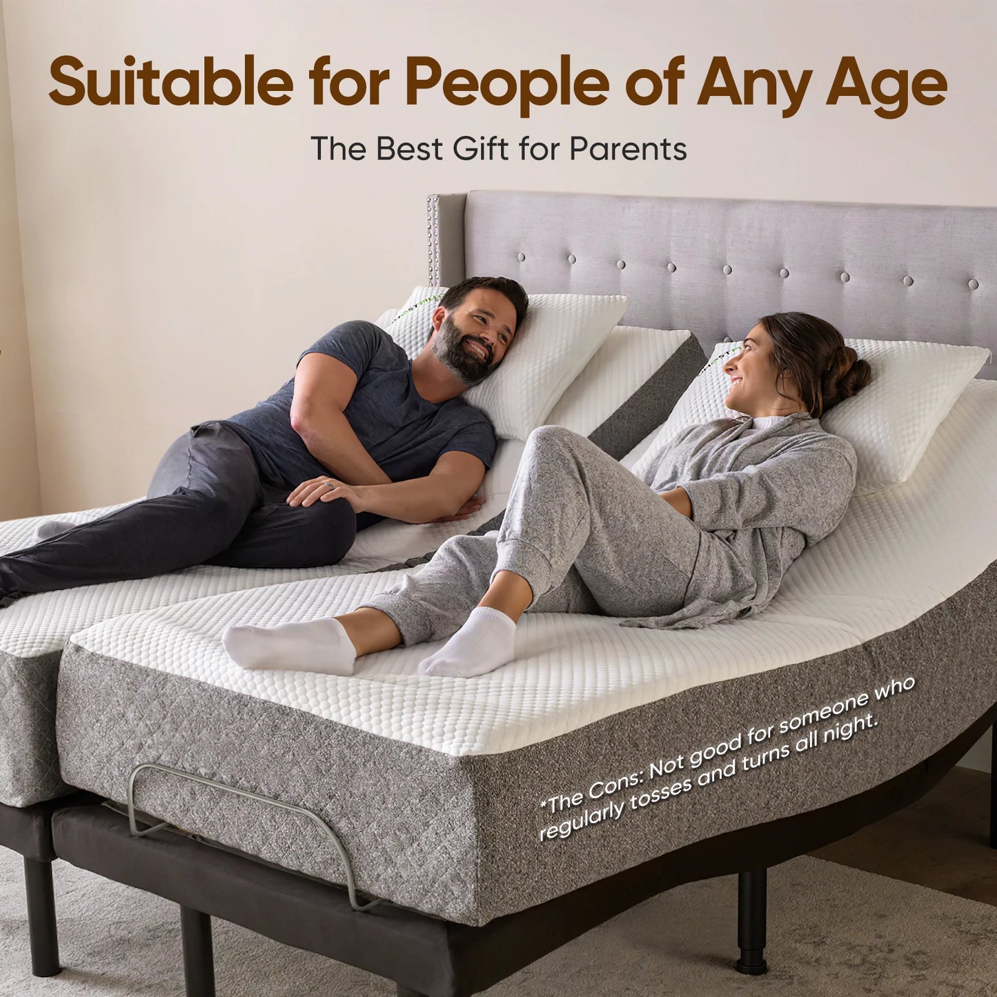 Massaging Zero Gravity Adjustable Bed with Wireless Remote USB Ports Head Foot Incline with 3-speed Quiet Motor