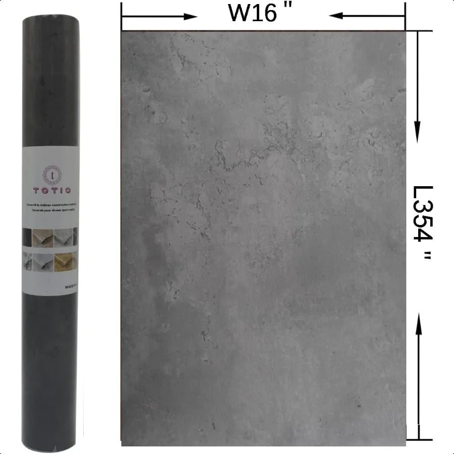 Gray Concrete Wallpaper 16x354 inch Matte Thick Dark Grey Cement Contact Paper Peel Stick Countertop Cover Removable Waterproof