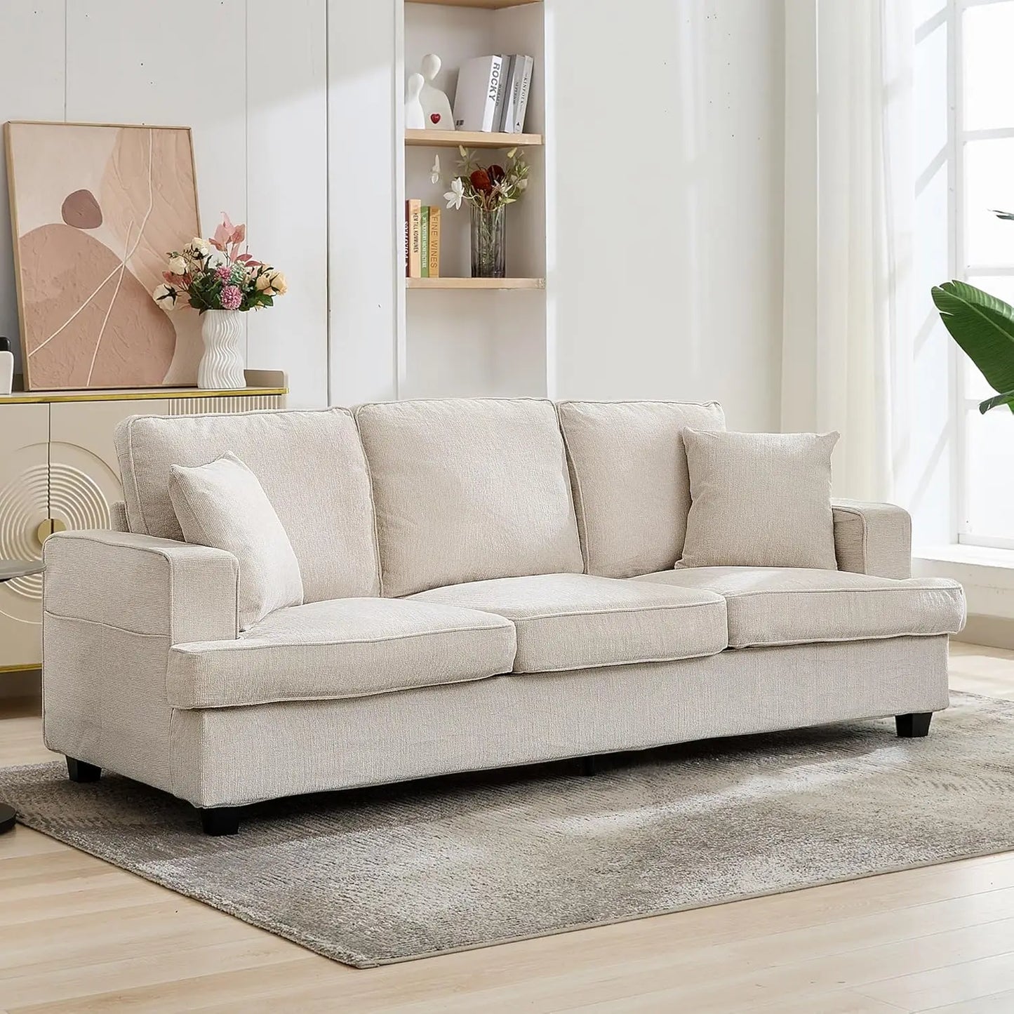 Couches for Living Room, 89 inch Cloud Couch Sofa in Chenile with Extra Comfy Soft Deep Seats, Modern 3 Seater Sofas for Living