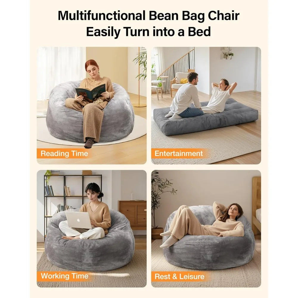 Giant Bean Bag Chair: Bean Bag Chair for Adults Kids Teens Couples for Lay Sleep in Living Room Bedroom Reading Game Room -Beanb