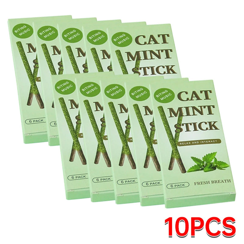 6PCs Natural Cat Sticks Mint Scratching Biting Excitement Sticks Silver Vine Cat Teeth Cleaning and Treatment Cat Toys