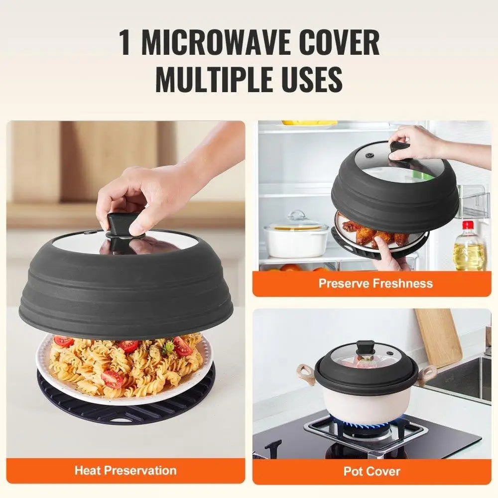 Microwave Splatter Cover Mat 10.8 Inch Collapsible Heat Resistant Lid