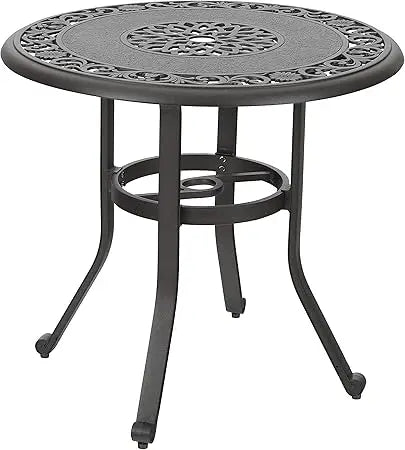 Cast Aluminum Patio Dining Set for 6 Person, 7 Piece Outdoor Patio Set with 54" Dia Cast-Top Aluminum Table(2.1" Umbrella Hole)