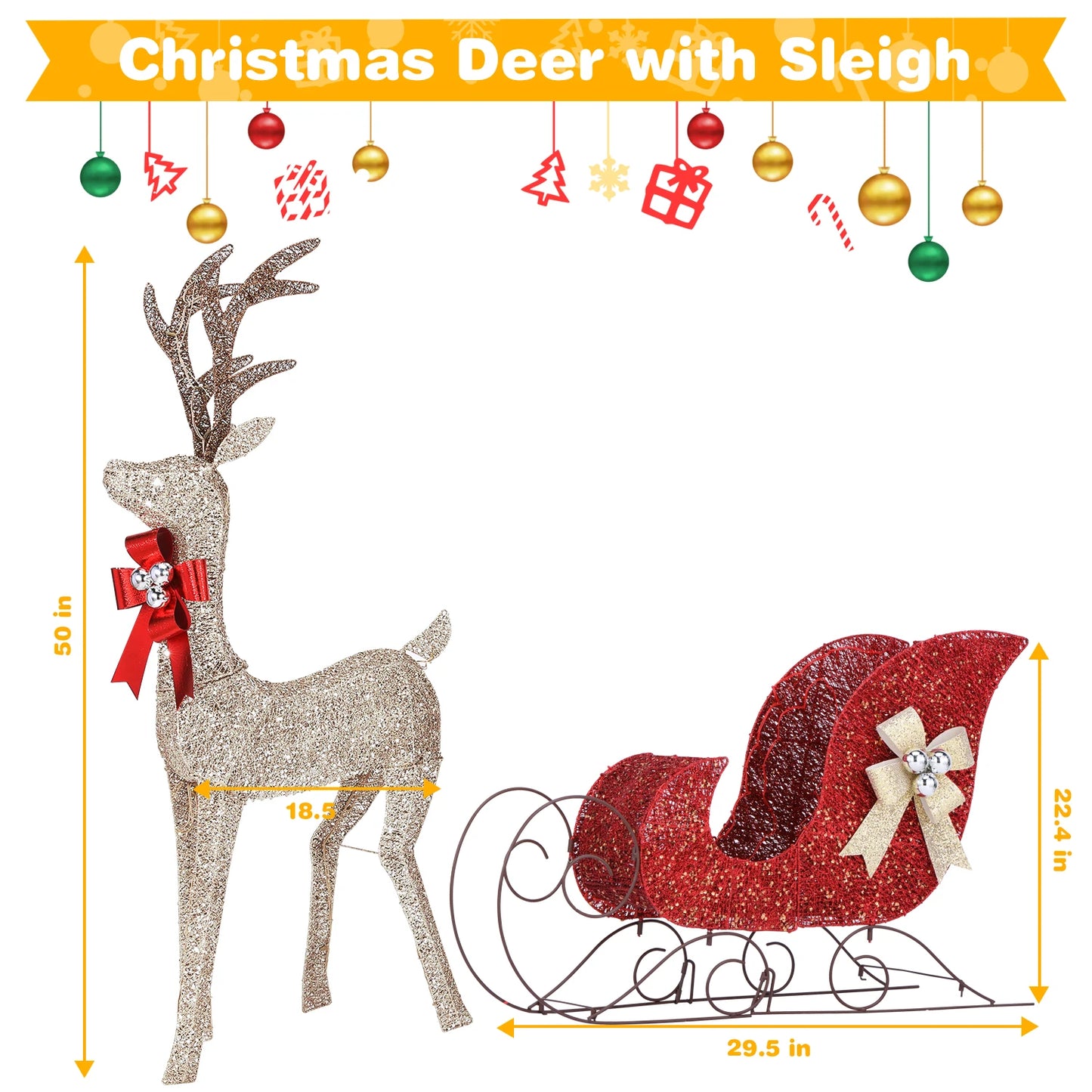 Indoor Outdoor Lighted Christmas Deer Family Set LED Lights