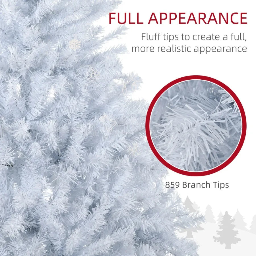 6 ft Tall Prelit Artificial Christmas Tree Holiday Dr with 638 Branches 220 Warm White LED Lights Auto Open White