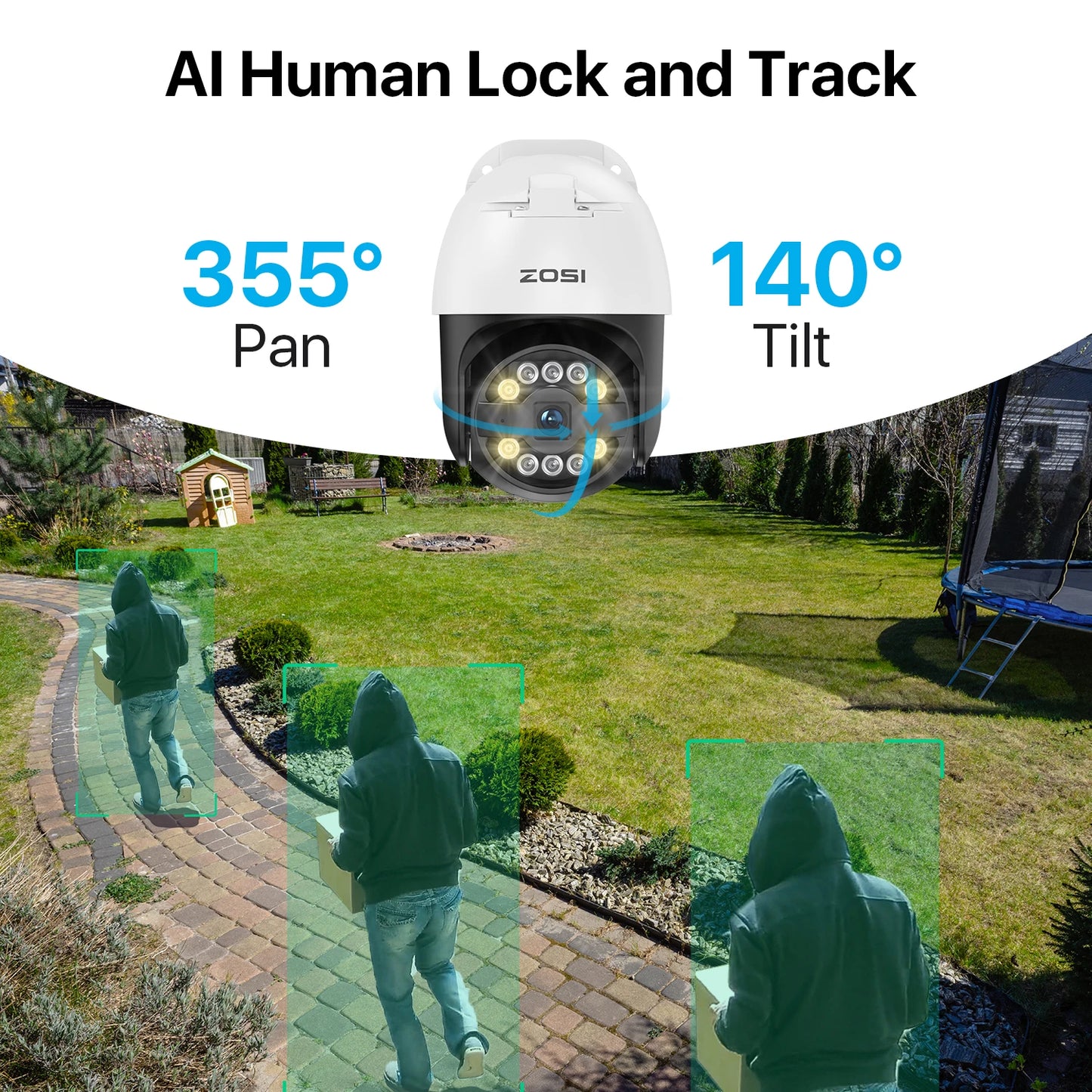ZOSI 8CH 5MP PTZ Security POE IP Camera System Two Way Audio AI Face Detect 8MP NVR Kit CCTV Home Outdoor Video Surveillance Set