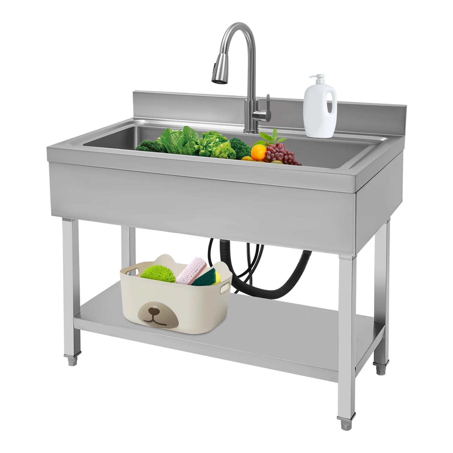 Bymaocar Freestanding Stainless Steel Kitchen Sink Laundry