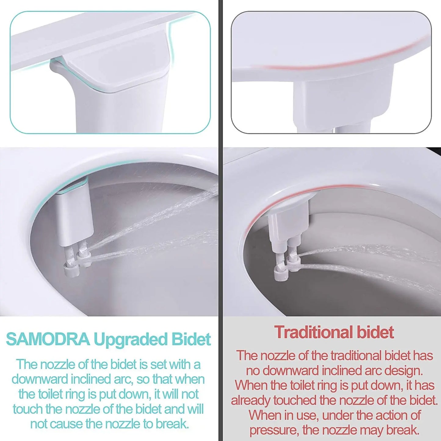 Ultra Thin Bidet Toilet Seat Attachment Dual Nozzles