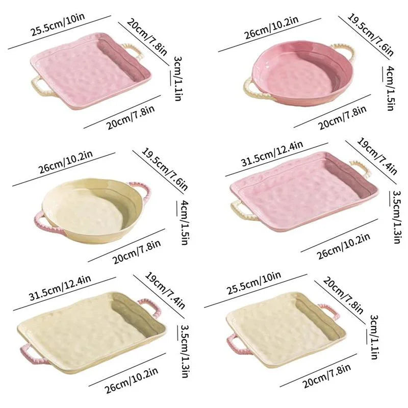 Ceramic Salad Plates 12 Inch Rectangular Dessert Porcelain