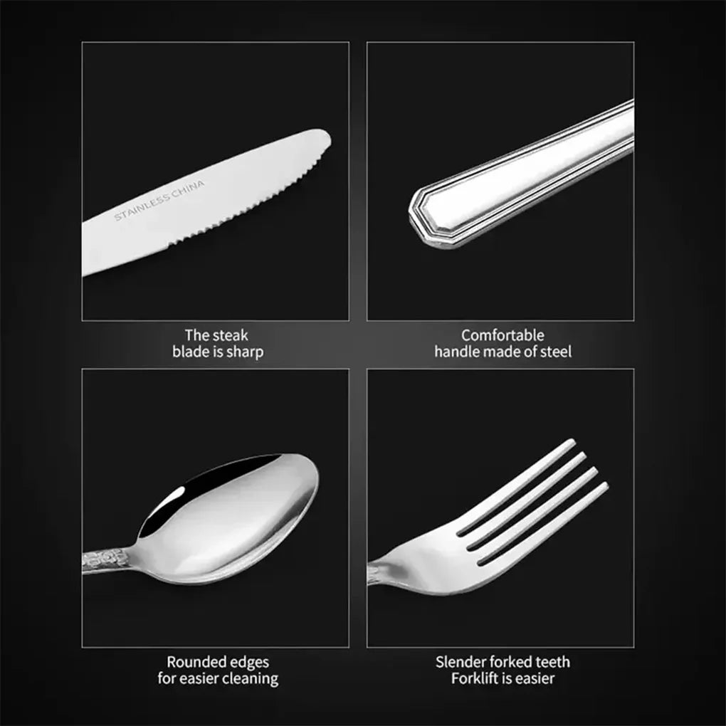 16-Pieces Luxury Premium Silverware Dinnerware Tableware Set for Home - Stainless Steel Flatware Service for 4 Person