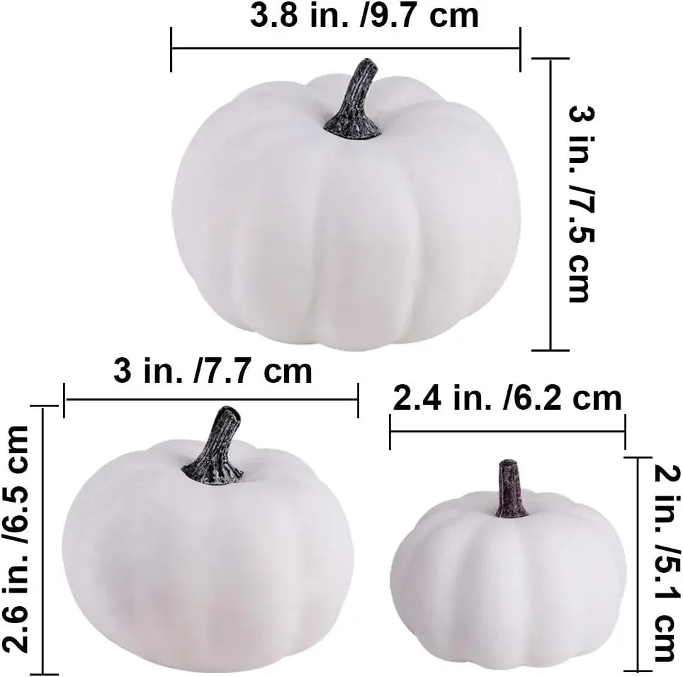 12Pcs White Artificial Pumpkins Assorted Bulk Table Decor Lifelike for All Hallows Day Fall Harvest Party Thanksgiving