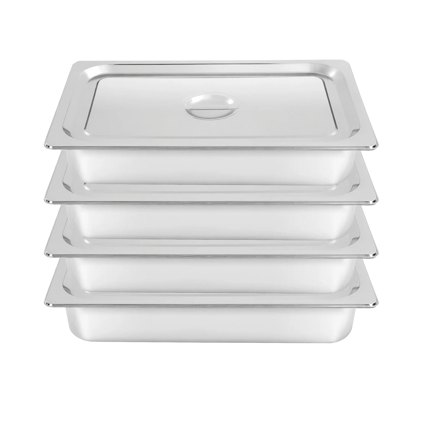 Commercial Chafing Dish Set 4PCS W/Concave Lids - 9L Stainless Steel Steam Table Pans for Buffet Catering Home Use