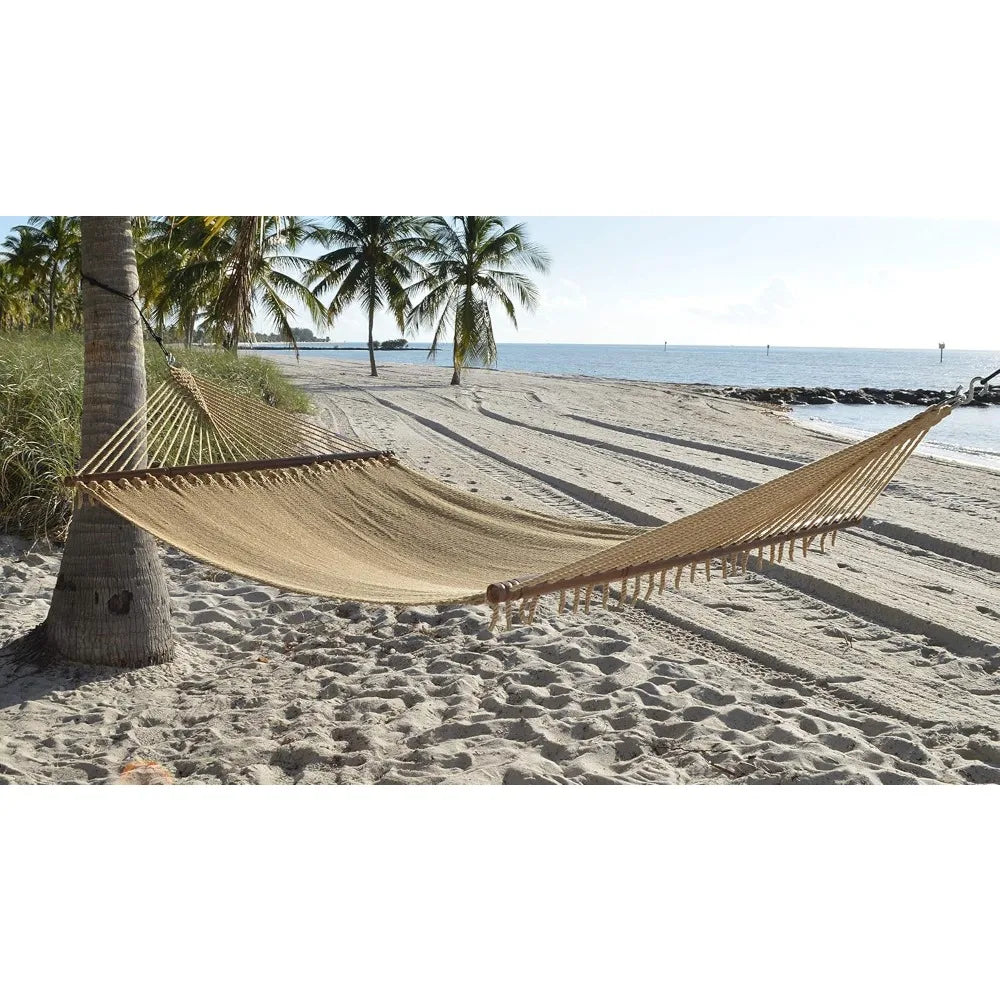 Jumbo Caribbean Hammock - 55 Inch - Soft-Spun Polyester - Tan