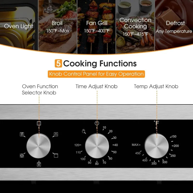 Costway 24 Inch Built In Wall Oven 2.47 CuFt 5 Functions