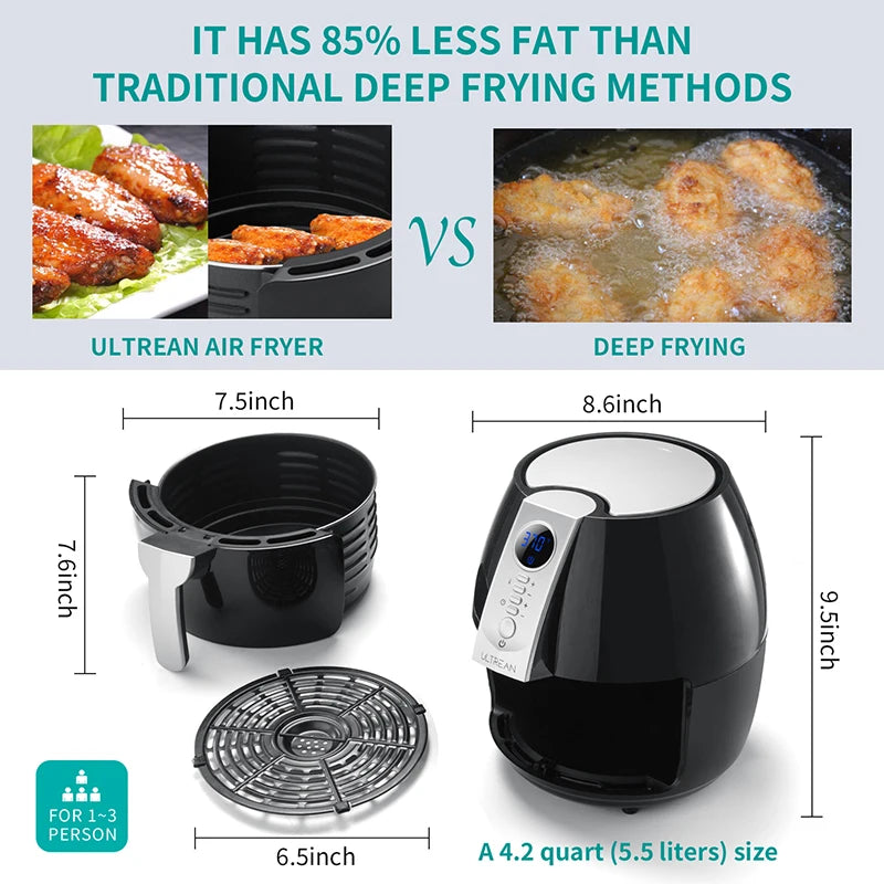 Ultrean Air Fryer Electric Hot Fryer for Healthy Cooking