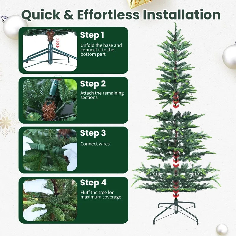 6 FT Pre-Lit Aspen Fir Artificial Christmas Tree Christmas Tree Decorations ,Green