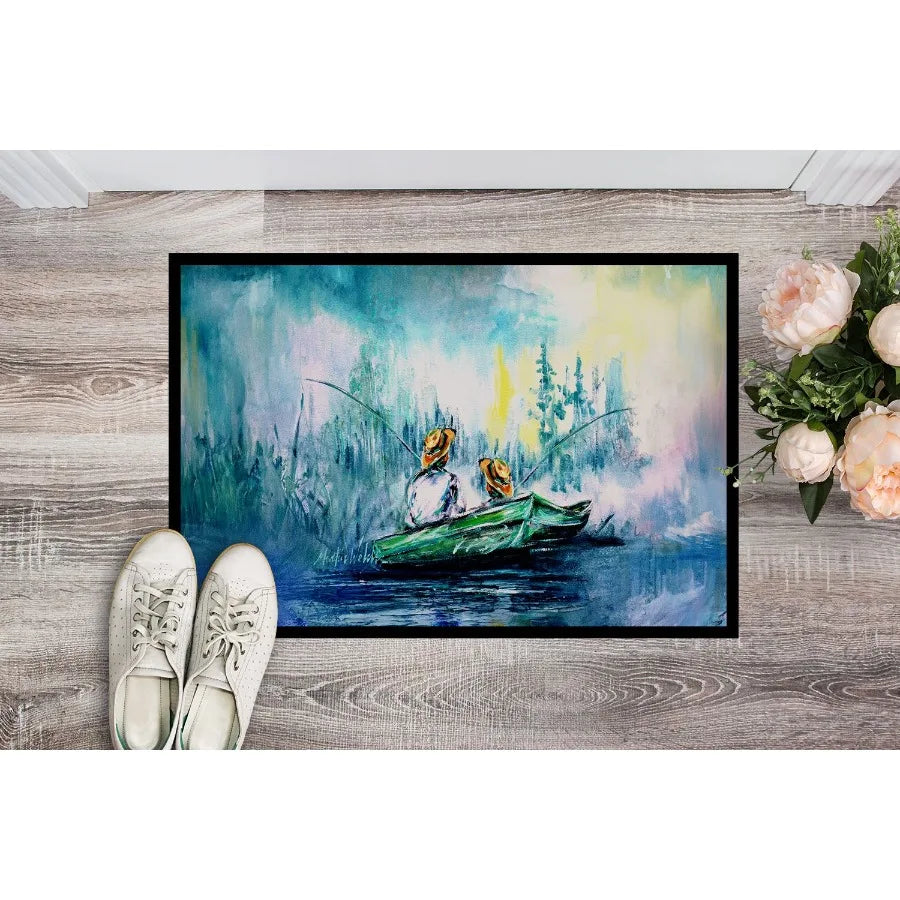 Fishing On The Bayou Doormat Front Door Mat Indoor Outdoor Rugs for Entryway Non Slip Washable Low Pile 24H X 36W